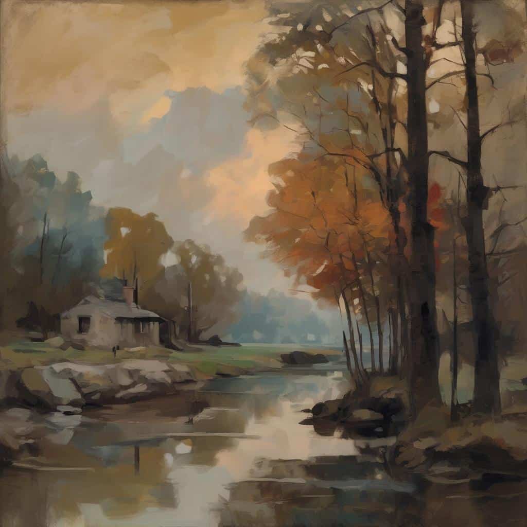 Παραδοσιακή παλέτα χρωμάτων σε τοπίο με ποτάμι και δέντρα, που αναδεικνύουν τον ρόλο των καλλιτεχνών στην τέχνη και τον πολιτισμό.